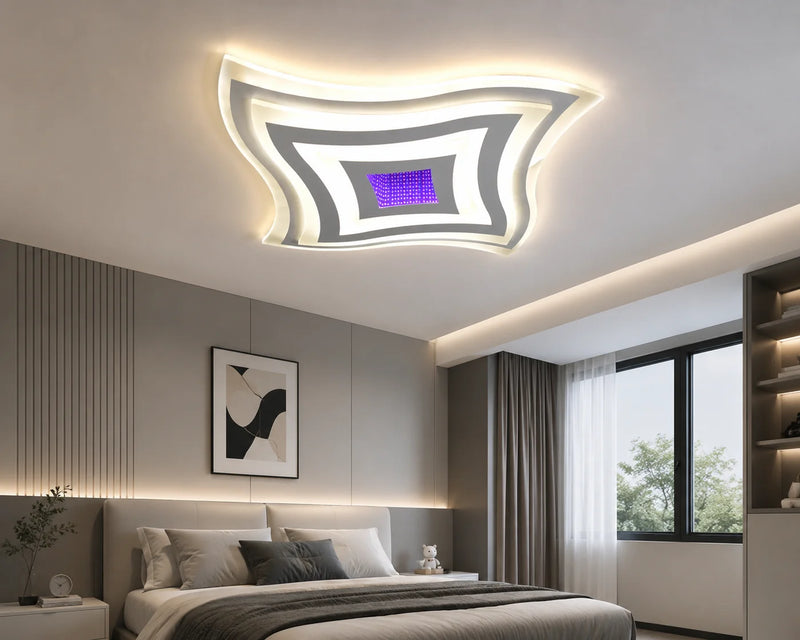 PLAFONIERA LED, ALBA CU DESIGN ONDULAT – 300×300 MM, 67W