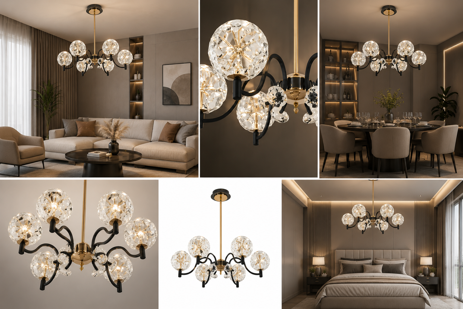 Candelabru Isolde 96W, Auriu/Negru