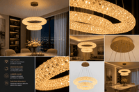 Pendul LED Junia 174W, Ø60 cm, Auriu - AdeHouse — Finisaje și Iluminat Premium.