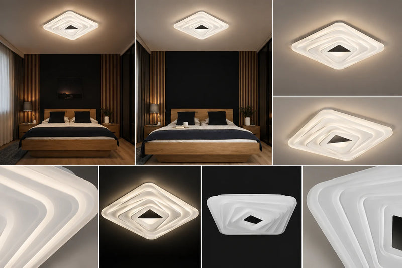 PLAFONIERA LED 3D INFINITY 118W CU TELECOMANDĂ, TEMPERATURĂ REGLABILĂ 3000K–6500K, DESIGN MODERN PĂTRAT