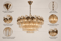 Candelabru Cristal Ondina, Ø50 cm, cu Telecomandă, Dimabil - AdeHouse — Finisaje și Iluminat Premium.
