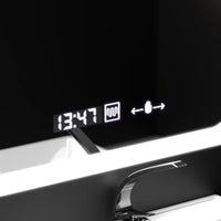Oglindă LED Baie cu Dezaburire Concettina, Ceas, Ramă Negru - AdeHouse — Finisaje și Iluminat Premium.