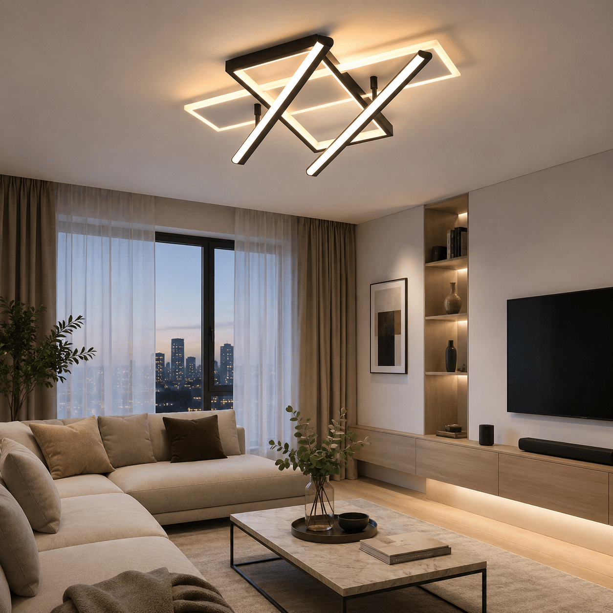 Lustră LED cu Telecomandă Clorinda, 144W, Lumină Caldă/Neutră/Rece, Negru/Alb - AdeHouse — Finisaje și Iluminat Premium.