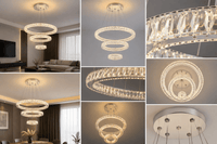 Pendul LED cu Telecomandă Valentina II 120W, Ø60 cm, cu Inele, cu Cristale, Dimabil, Alb - AdeHouse — Finisaje și Iluminat Premium.