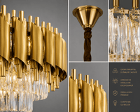 Candelabru Cristal Maelona, Auriu - AdeHouse — Finisaje și Iluminat Premium.