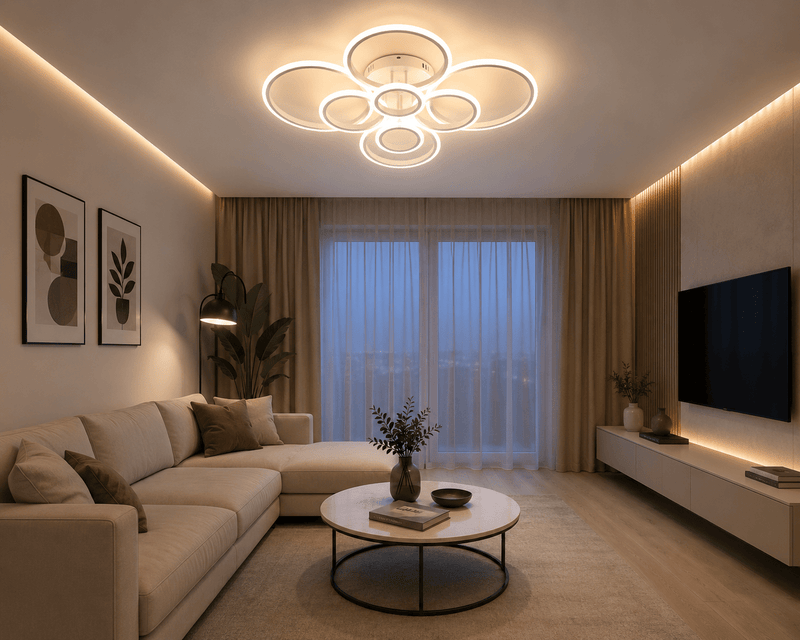 Lustră LED cu Telecomandă Fortunata, 84×68 cm, 180W, Lumină Caldă/Neutră/Rece