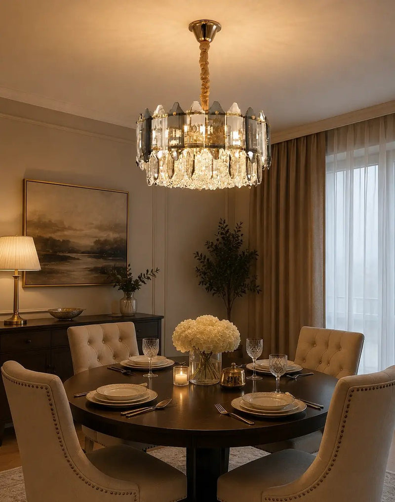 Candelabru Cristal Gaudenzia, Ø40 cm, 60W, Auriu