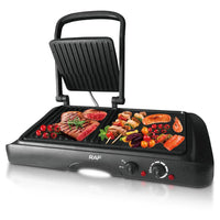 Grill și plită electrică 2 în 1 RAF R.2695 – Putere 1600W, suprafata antiaderenta, temperatura reglabila, culoare negru