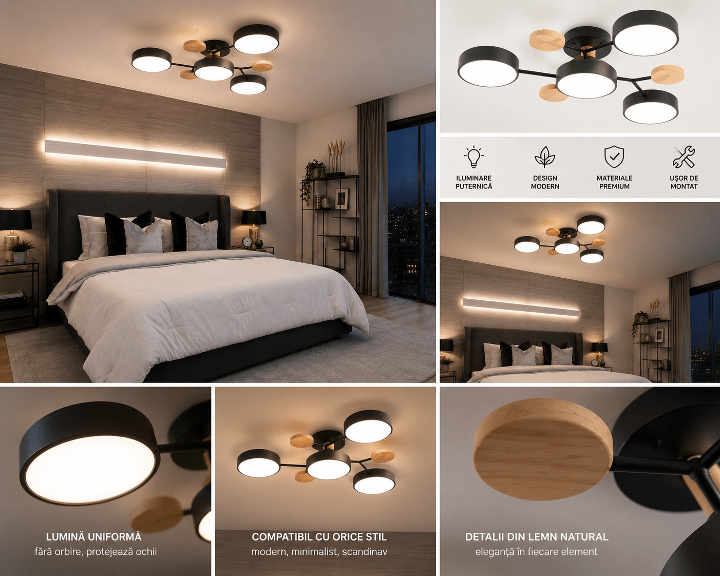 Lustră LED cu Telecomandă Fedora, 120W, Lumină Caldă/Neutră/Rece - AdeHouse — Finisaje și Iluminat Premium.