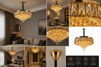 Candelabru Cristal Mirielle, Ø40 cm, cu Telecomandă, Dimabil - AdeHouse — Finisaje și Iluminat Premium.