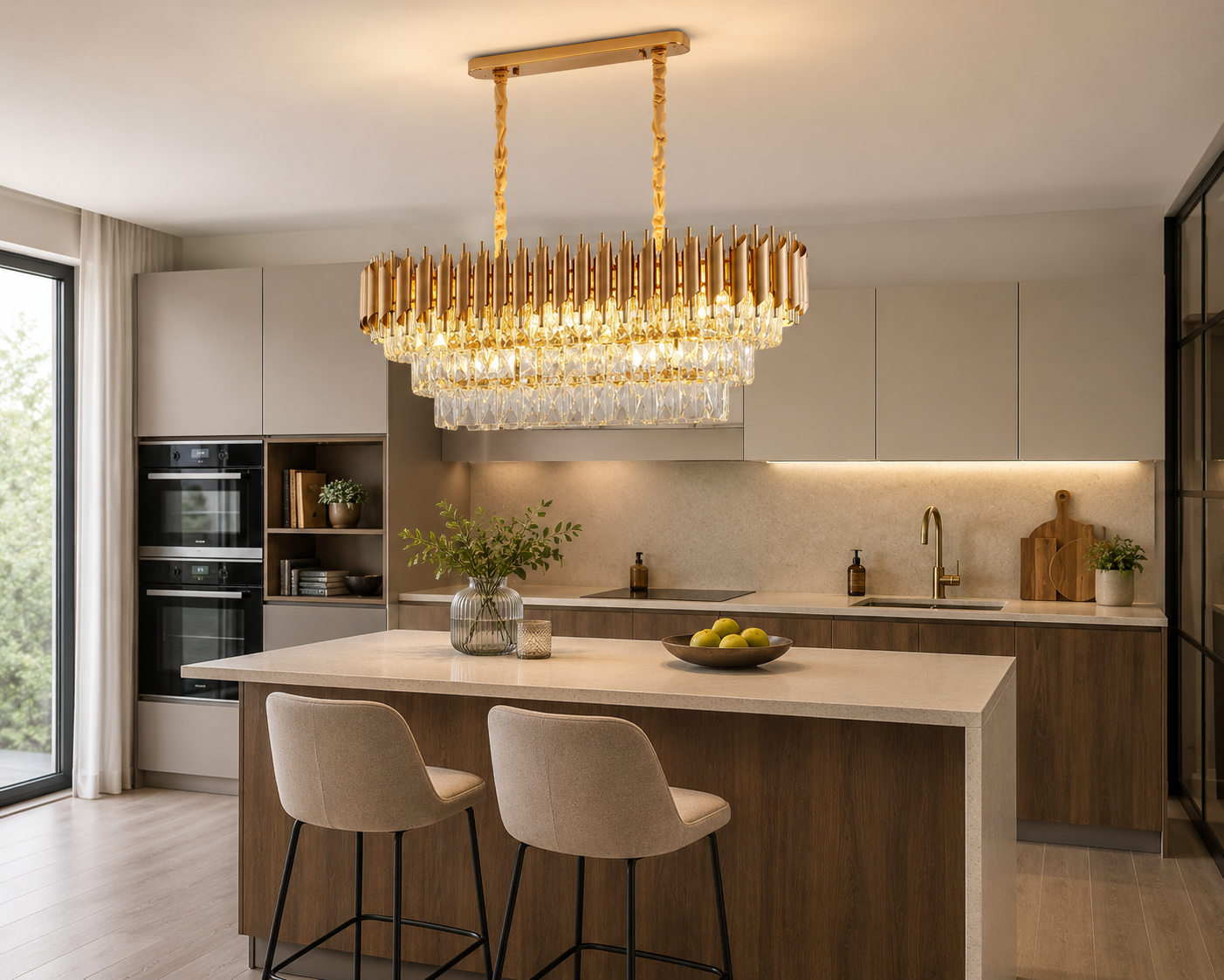 Candelabru Cristal Sanchia 60W, Auriu