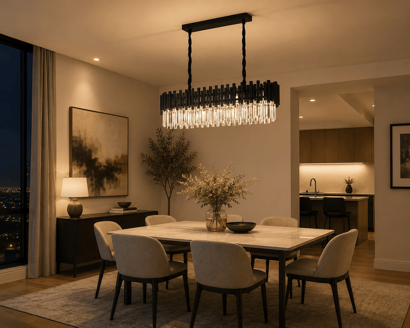 Candelabru Cristal Doriane, 60W, Ø50 cm, Negru