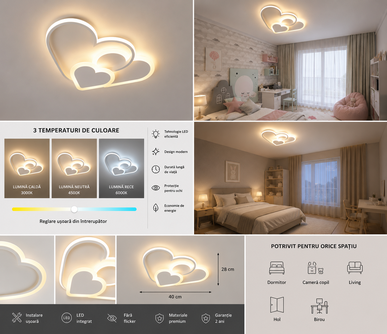 Lustră LED cu Telecomandă Berenice 76W, Lumină Caldă/Neutră/Rece, Dimabilă