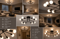 Lustră LED cu Telecomandă Ulderica, 60W, Negru - AdeHouse — Finisaje și Iluminat Premium.