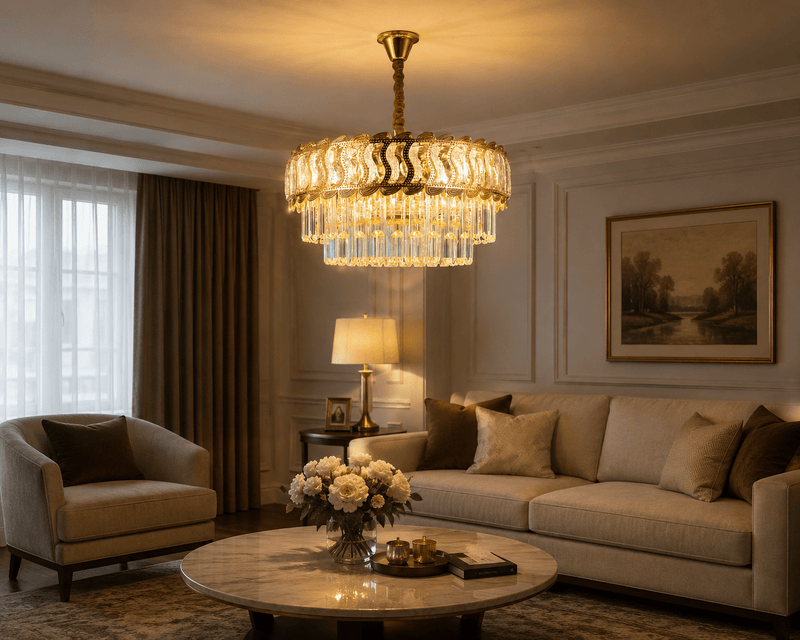 Candelabru Cristal Dianora, Ø40 cm, 60W, Auriu