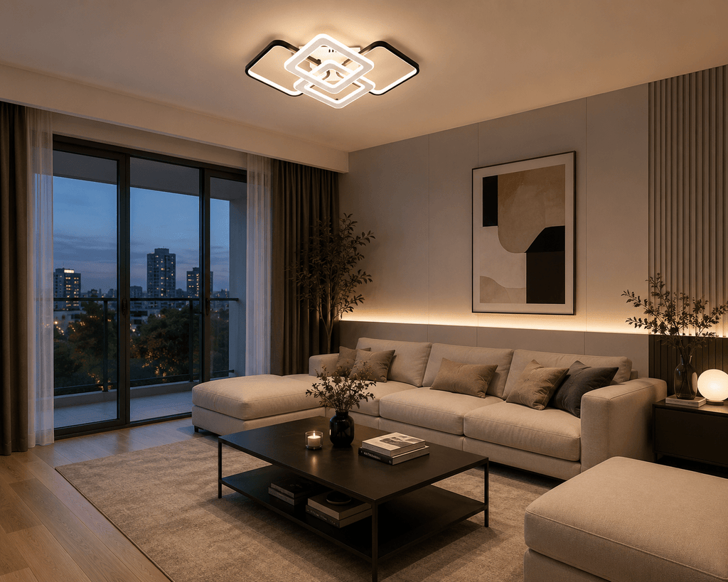 Lustră LED cu Telecomandă Domitilla, 164W, Ø67 cm, Lumină Caldă/Neutră/Rece, Negru/Alb - AdeHouse — Finisaje și Iluminat Premium.