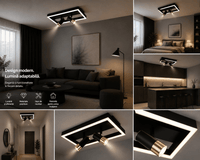Lustră LED cu Telecomandă Ermelinda 62W, Lumină Caldă/Neutră/Rece, Negru/Auriu - AdeHouse — Finisaje și Iluminat Premium.