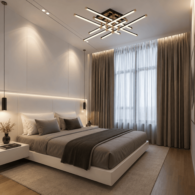 Lustră LED cu Telecomandă Perpetua 224W, 120×120 cm, Lumină Caldă/Neutră/Rece, Dimabilă