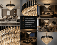 Candelabru Cristal Radegund 60W, Ø80 cm, Negru/Auriu - AdeHouse — Finisaje și Iluminat Premium.