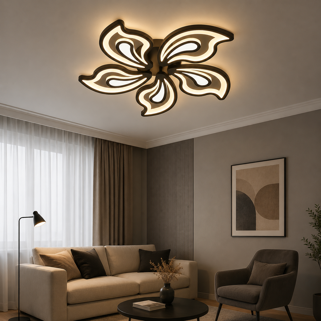 Lustră LED cu Telecomandă Orsolya 150W, Ø69 cm, Lumină Caldă/Neutră/Rece, Dimabilă