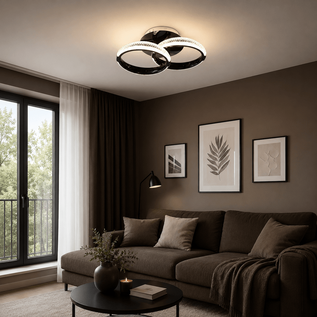 Lustră LED cu Telecomandă Rosmunda, 36W, cu Cristale, Lumină Caldă/Neutră/Rece, Negru - AdeHouse — Finisaje și Iluminat Premium.