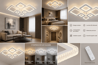 Lustră LED cu Telecomandă Rosalind 240W, Dimabilă, Alb/Crom - AdeHouse — Finisaje și Iluminat Premium.