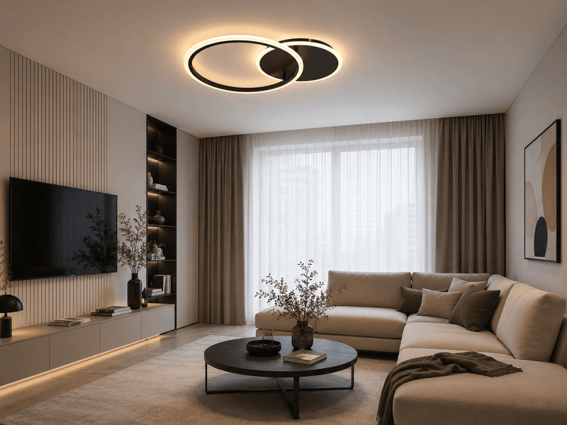 Lustră LED cu Telecomandă Tiberia, 52×40 cm, 66W, Lumină Caldă/Neutră/Rece, Negru