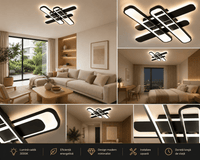Lustră LED cu Telecomandă Zerlina 156W, Lumină Caldă/Neutră/Rece, Negru - AdeHouse — Finisaje și Iluminat Premium.