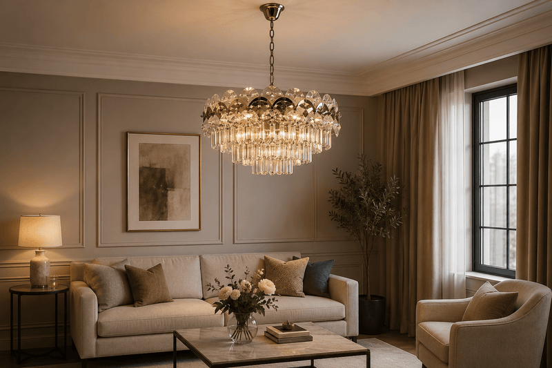 Candelabru Cristal Ondina, Ø50 cm, cu Telecomandă, Dimabil