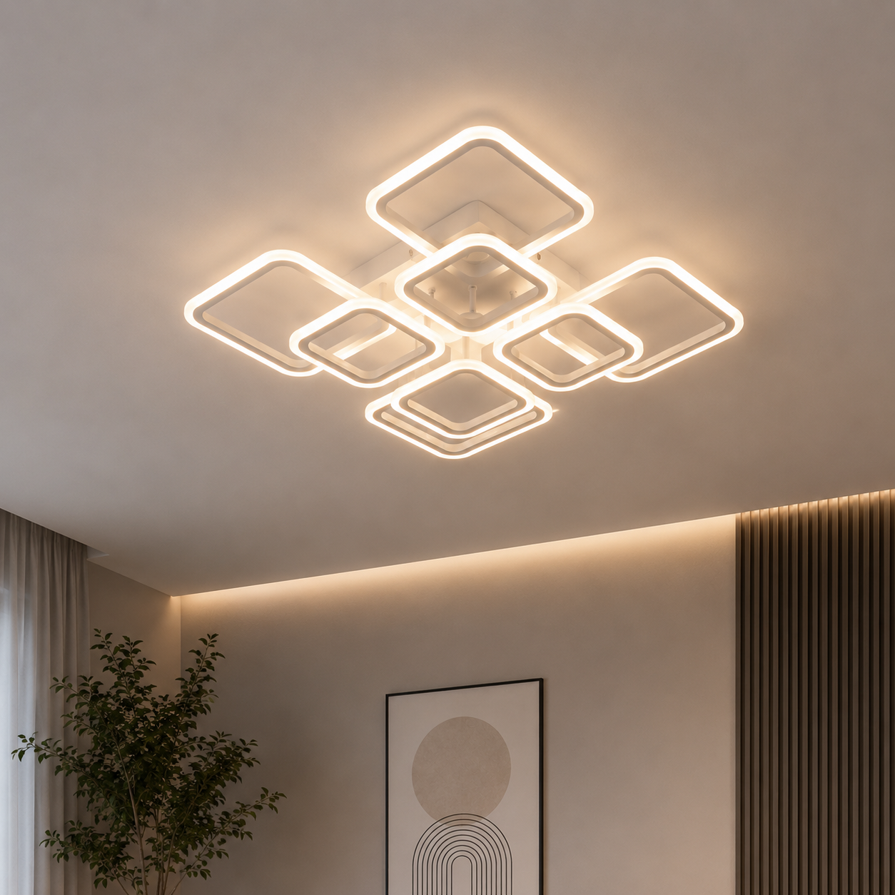 Lustră LED cu Telecomandă Katarina 144W, Lumină Caldă/Neutră/Rece, Dimabilă