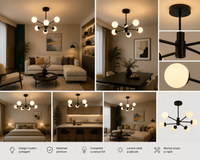 Pendul LED cu Telecomandă Giuditta, 48W, Lumină Caldă/Neutră/Rece, Negru/Alb - AdeHouse — Finisaje și Iluminat Premium.