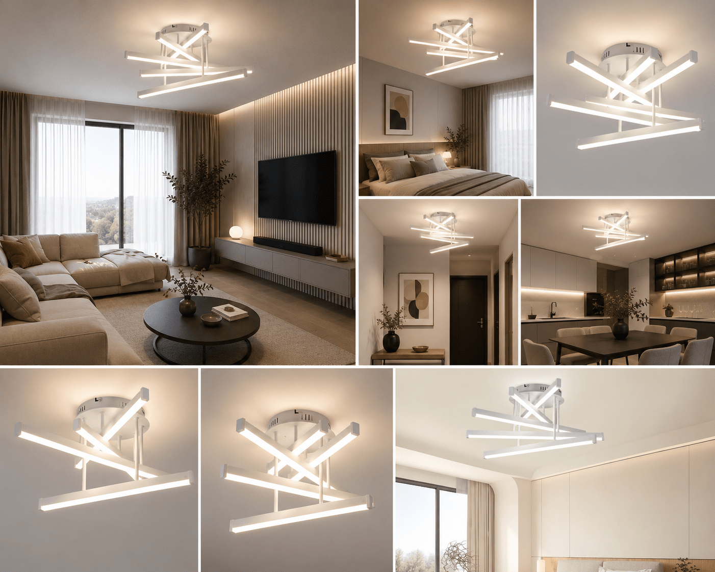 Lustră LED cu Telecomandă Nicandra, 120W, Alb - AdeHouse — Finisaje și Iluminat Premium.