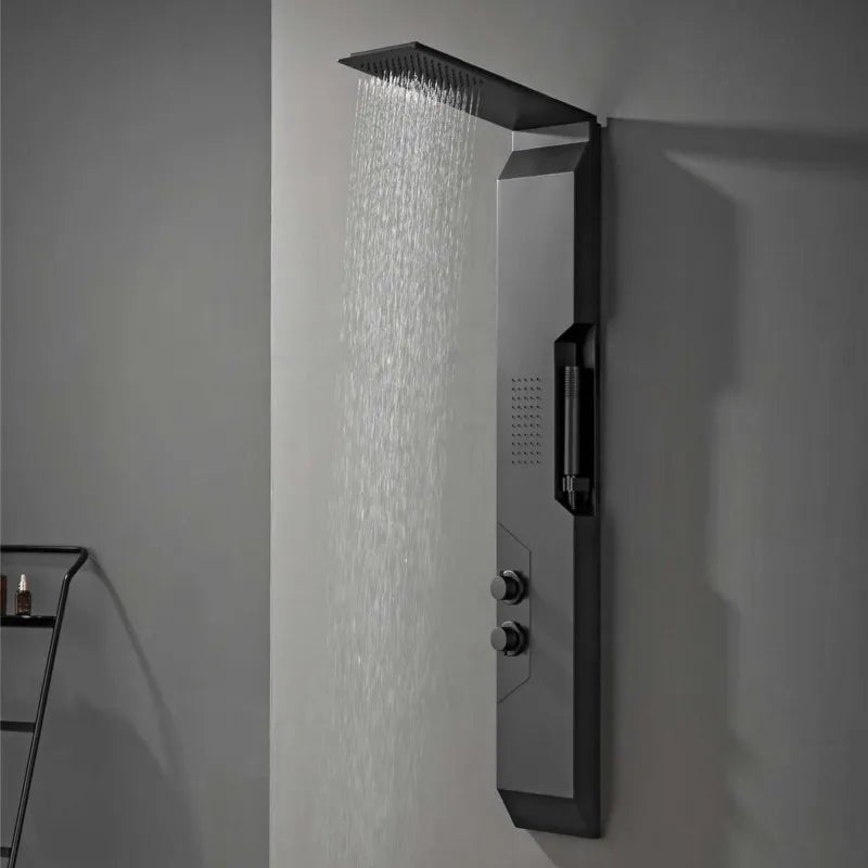 Noir Rain – Panou de Duș Negru cu Hidromasaj și Efect Ploaie