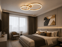 Lustră LED cu Telecomandă Amaranta 61W, cu Inele, Lumină Caldă/Neutră/Rece, Dimabilă, Auriu - AdeHouse — Finisaje și Iluminat Premium.