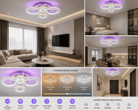 Lustră LED cu Telecomandă Zenobia 136W, cu Cristale, Lumină Caldă/Neutră/Rece, Dimabilă - AdeHouse — Finisaje și Iluminat Premium.