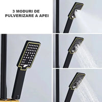 Coloana Dus Termostatica Premium Negru Auriu Afisaj Digital LED 28x19 cm