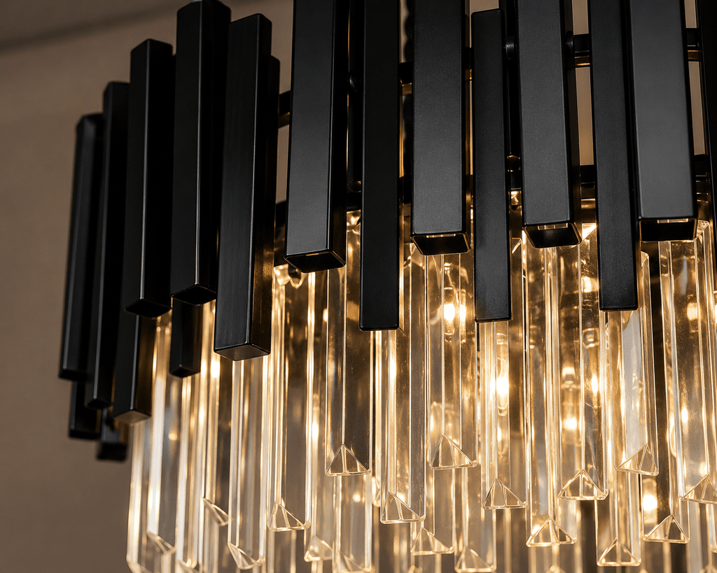 Candelabru Cristal Ines, 60W, Ø50 cm, Negru - AdeHouse — Finisaje și Iluminat Premium.