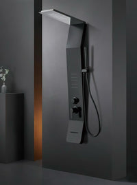 Velaris Black – Panou de Duș Negru Mat cu Hidromasaj și Efect Ploaie - AdeHouse — Iluminat Modern la Preț Bun
