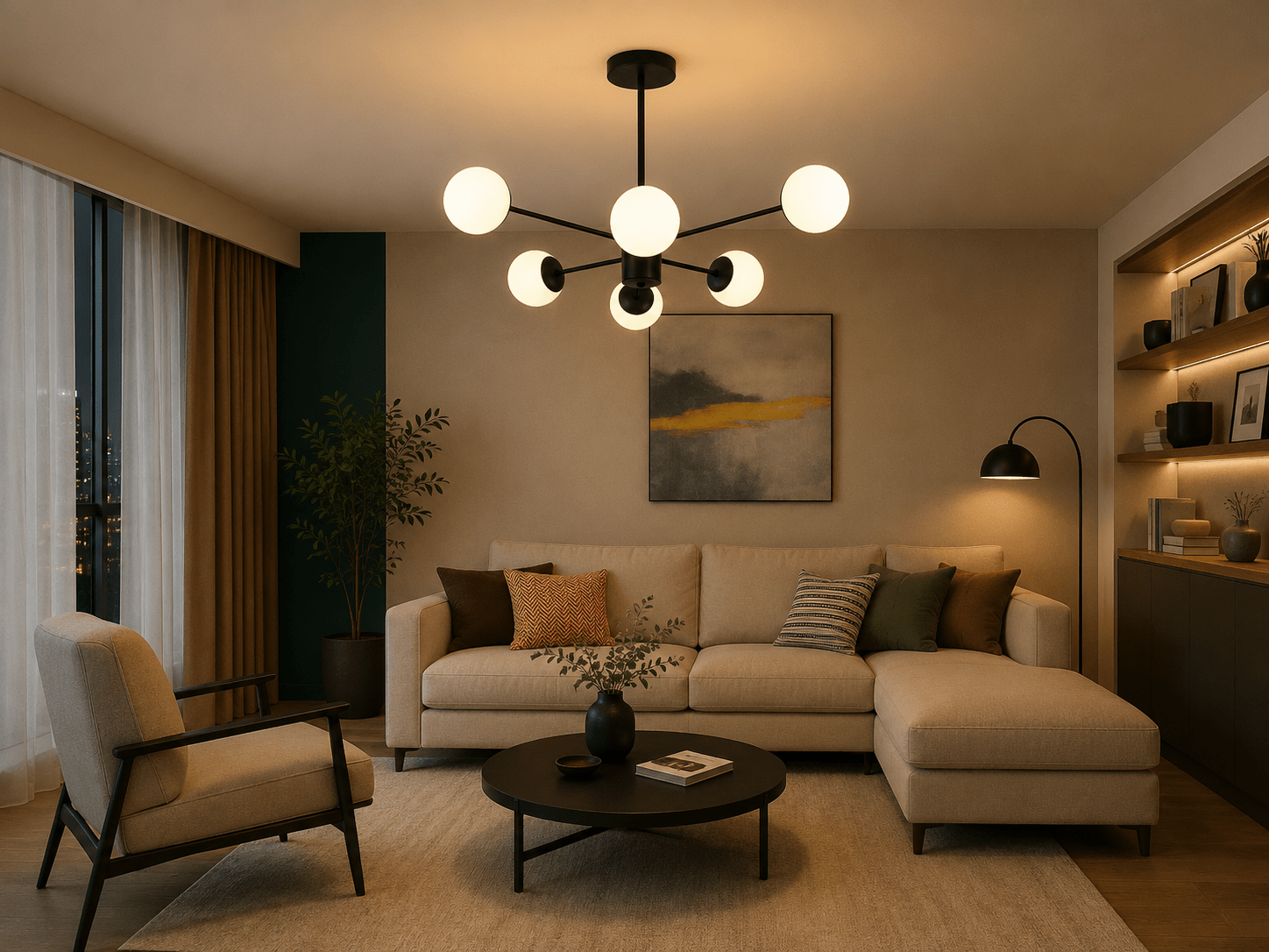 Pendul LED cu Telecomandă Giuditta, 48W, Lumină Caldă/Neutră/Rece, Negru/Alb - AdeHouse — Finisaje și Iluminat Premium.