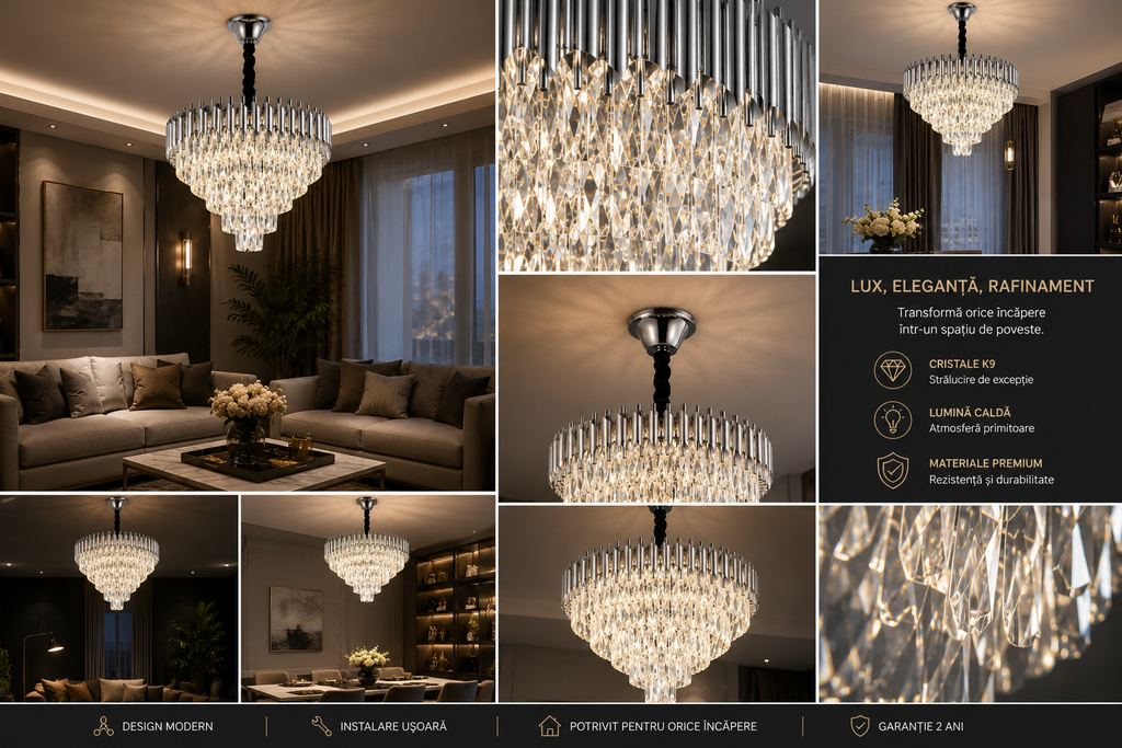 Candelabru Cristal Zabrina, Design Modern