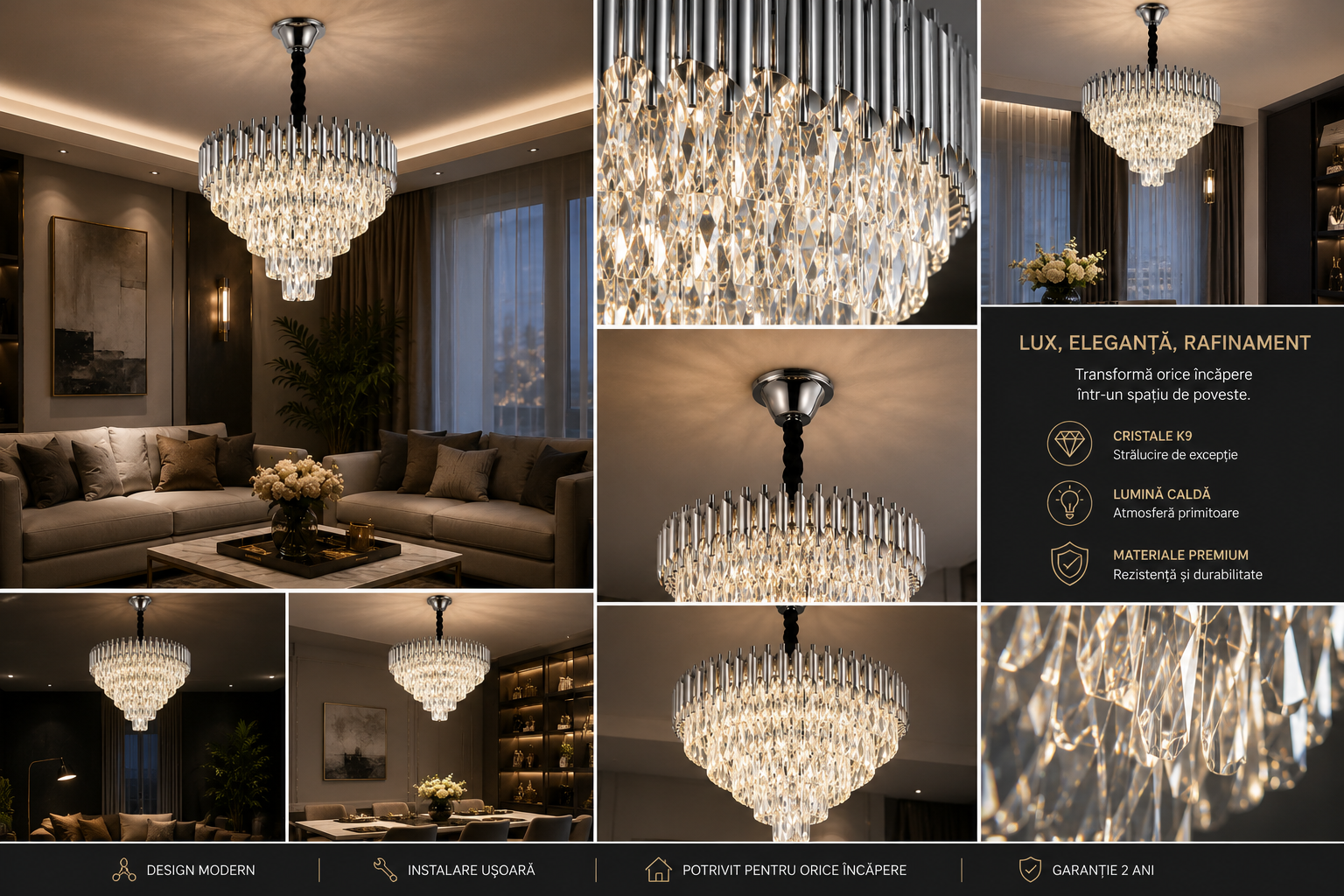 Candelabru Cristal Zabrina, Design Modern