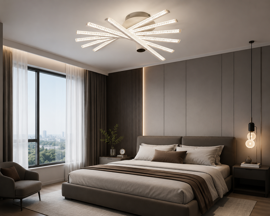 Lustră LED cu Telecomandă Nerissa 144W, Lumină Caldă/Neutră/Rece, Dimabilă, Alb