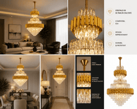 Candelabru Cristal Filomena, Auriu - AdeHouse — Finisaje și Iluminat Premium.