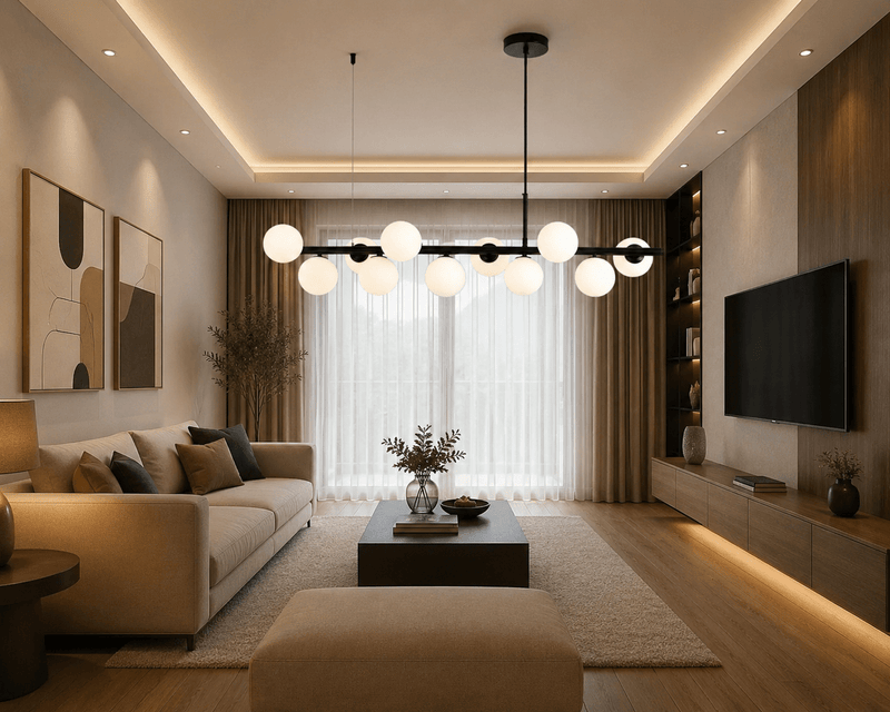 Pendul LED cu Telecomandă Laviniana, 100×22 cm, Negru