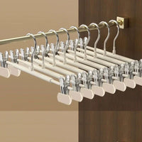 Set 10 umerase cu clips pentru pantaloni, otel, 31 x 13 cm, crem