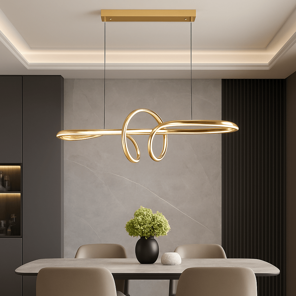 Pendul LED cu Telecomandă Ofelia, 120W, Lumină Caldă/Neutră/Rece, Auriu - AdeHouse — Finisaje și Iluminat Premium.