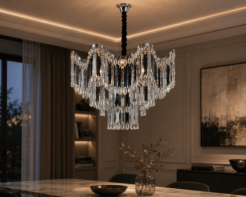 Candelabru Cristal Emiliana, Ø60 cm, 60W, Crom