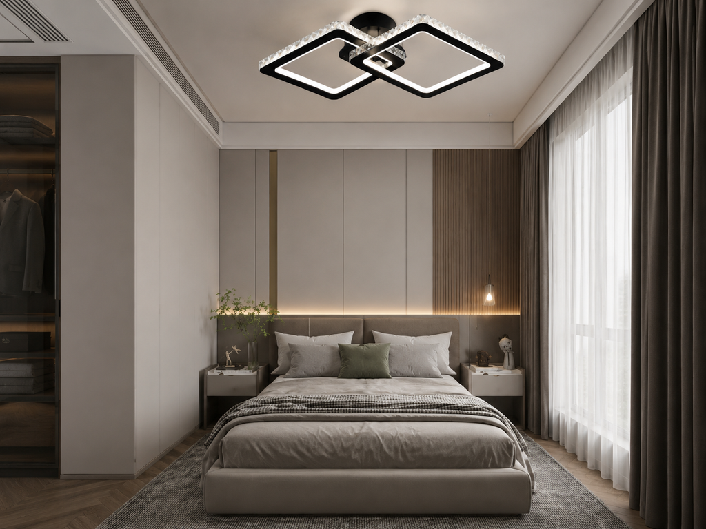 Lustră LED cu Telecomandă Ginevra 72W, Lumină Caldă/Neutră/Rece, Dimabilă