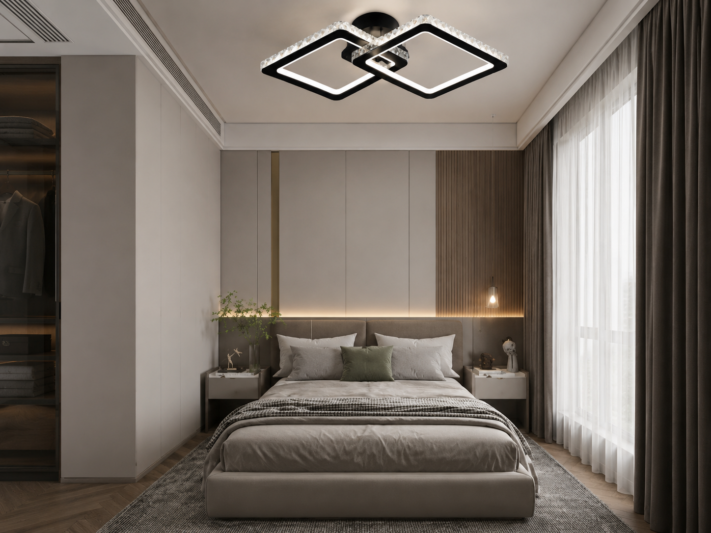 Lustră LED cu Telecomandă Ginevra 72W, Lumină Caldă/Neutră/Rece, Dimabilă