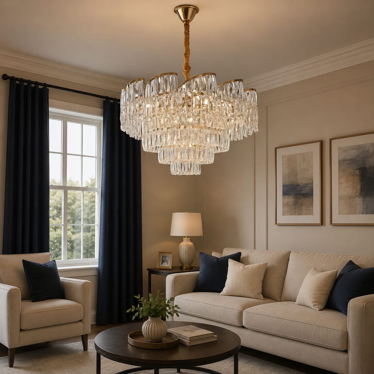 Candelabru Cristal Velasca, Ø58 cm, Auriu